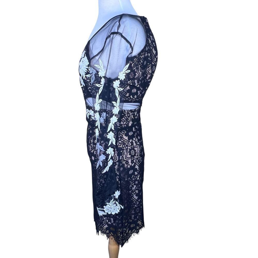 Sugar + Lips Black Sheer Lace Dress with Sheer Cut-Outs & Embroidery XS NWT - Picture 10 of 16